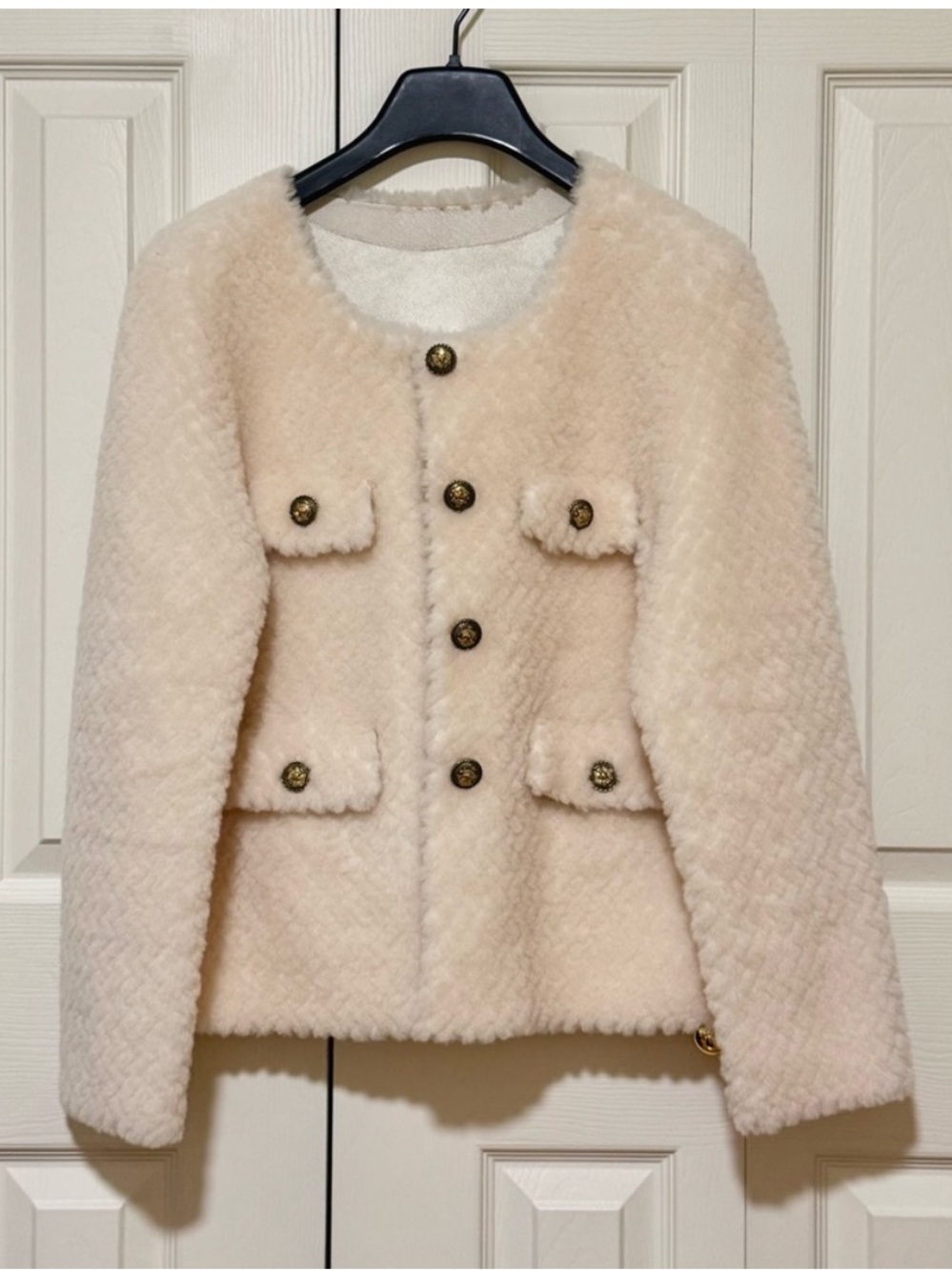 Cream Fuzzy Button-Front
Jacket